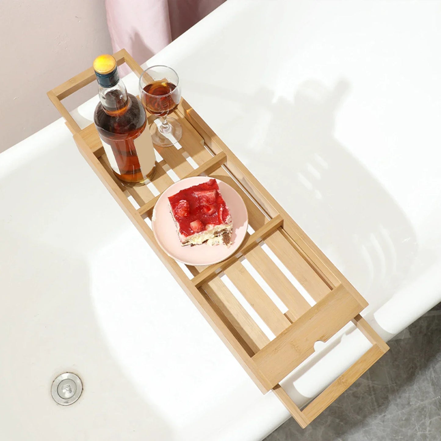 Plateau De Caddie De Baignoire En Bois De Luxe Extensible, Accessoires De Baignoire, Porte-Savon De 23.62 À 34.25 Pouces, Support De Tablette Antidérapant, Support De Rangement