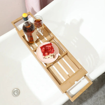 Plateau De Caddie De Baignoire En Bois De Luxe Extensible, Accessoires De Baignoire, Porte-Savon De 23.62 À 34.25 Pouces, Support De Tablette Antidérapant, Support De Rangement
