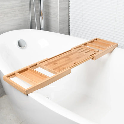 Plateau De Caddie De Baignoire En Bois De Luxe Extensible, Accessoires De Baignoire, Porte-Savon De 23.62 À 34.25 Pouces, Support De Tablette Antidérapant, Support De Rangement